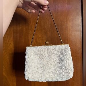 Vintage 1960s ADG Fashion Imports White Beaded Purse